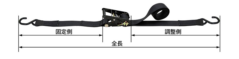 シライ ベルタイト ブラックタイプ 端末金具付き形 RK-25MB OH100（オープンフック）ベルト幅25mm